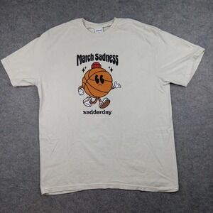 Sadderday Shirt Mens XL White March Sadness Basketball Graphic Tee Cotton Funny
